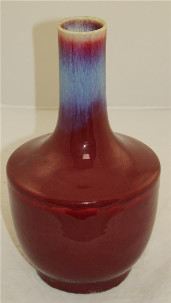 A Chinese flambe bottle vase, 33cm